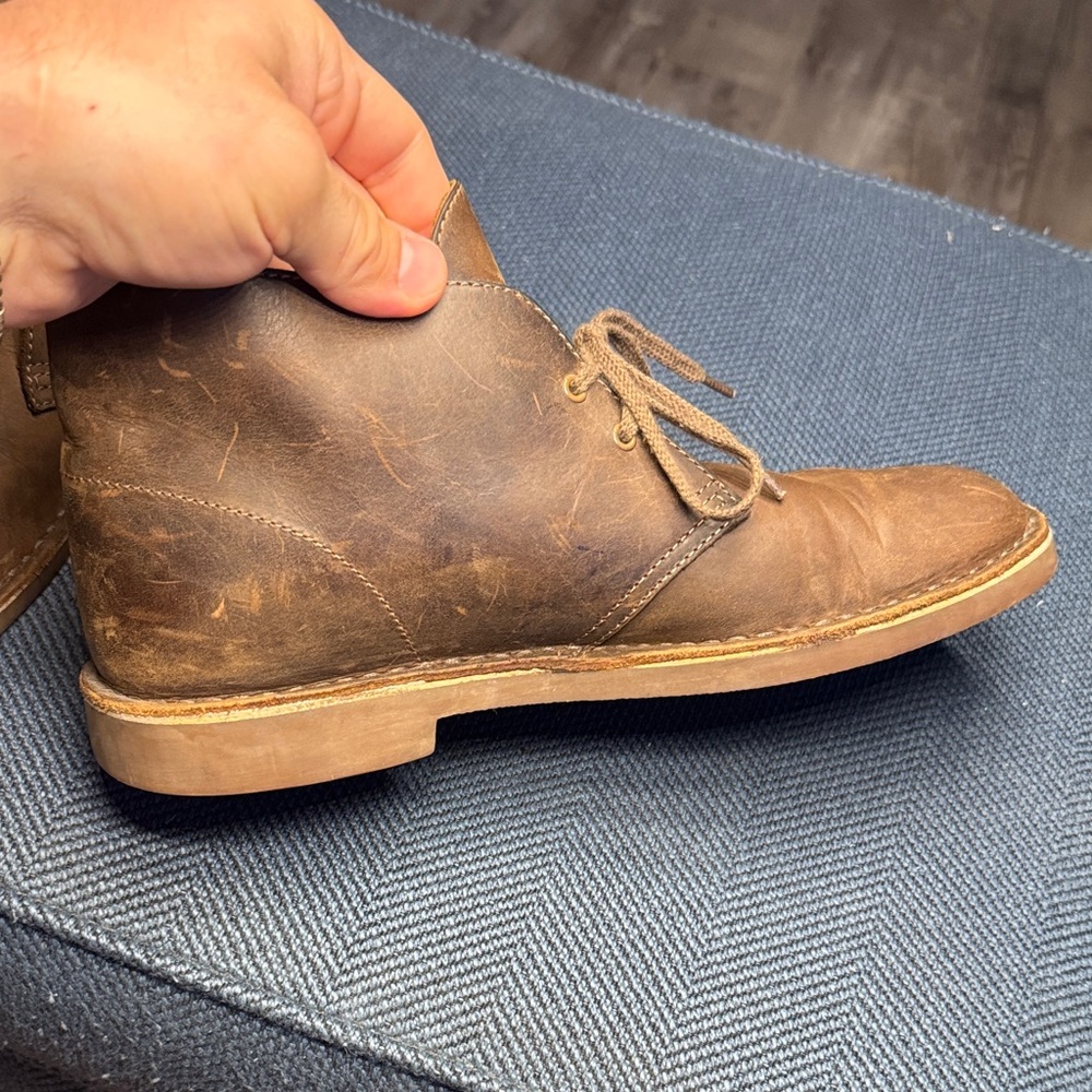 Clarks Tan Leather Chukka Boots - Picture 9 of 12